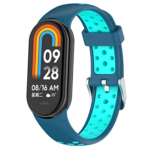 xhKJO Uhrenarmbänder für Xiaomi Mi Band 8 Strap,Silikon Ersatzband Uhrenarmband Silikonband,Strap Armbänder Armband WristStrap Bracelet Ersatzarmbänder für Xiaomi Mi Band 8 NFC Zubehör (Blau Grün) von xhKJO