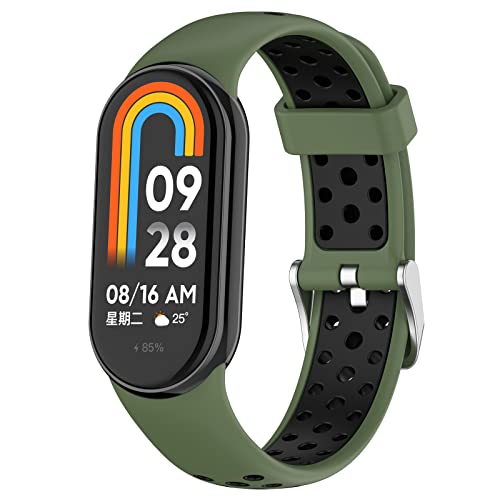 xhKJO Uhrenarmbänder für Xiaomi Mi Band 8 Strap,Silikon Ersatzband Uhrenarmband Silikonband,Strap Armbänder Armband WristStrap Bracelet Ersatzarmbänder für Xiaomi Mi Band 8 NFC Zubehör (Armeegrün) von xhKJO