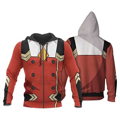 Anime Darling in The FranXX Cosplay Kapuzenpullover mit Reißverschluss Zero Two Langarm Cardigan Code:002 Sweatshirt Strelizia Hoodie von xhomeshop