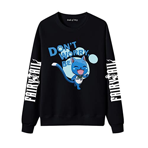 Fairy Tail Sweatshirt Männer Frauen Fairy Tail Character Print Pullover Sweatshirt Anime Rundhals Pullover Oberteile Fairy Tail Natsu Erza Lucy Gray Happy von xhomeshop