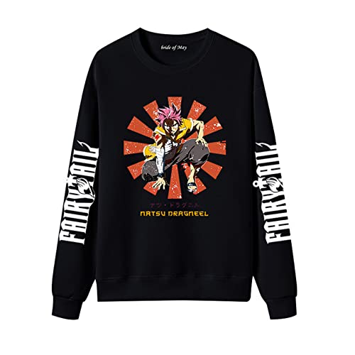 Fairy Tail Sweatshirt Männer Frauen Fairy Tail Character Print Pullover Sweatshirt Anime Rundhals Pullover Oberteile Fairy Tail Natsu Erza Lucy Gray Happy von xhomeshop