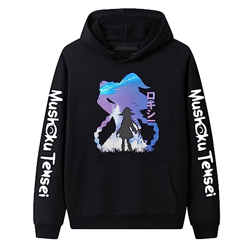 Harajuku Anime Mushoku Tensei Hoodie Rudeus Greyrat Langarmpullover Roxy Migurdia Sweatshirt mit übergroßer Tasche von xhomeshop