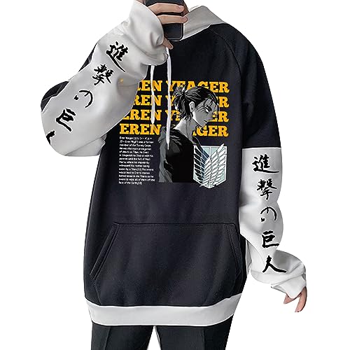 Unisex Attack on Titan Anime Hoodie Yeager Eren Levi Herbst Und Winter Jacke Kapuze Pullover Casual Sweatshirt Cosplay Paar Tops von xhomeshop