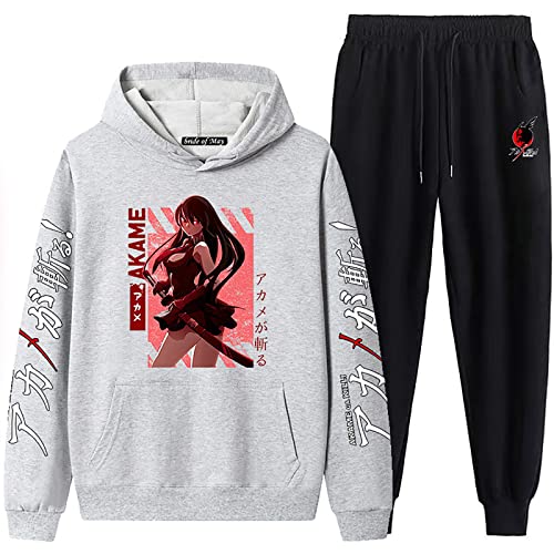 xhomeshop Akame ga Kill Sweatshirt Mit Kapuze Hose Sets Anime Gedruckt Pullover Jogginghose Anzüge Akame Cosplay Zweiteiliges Set für Unisex von xhomeshop