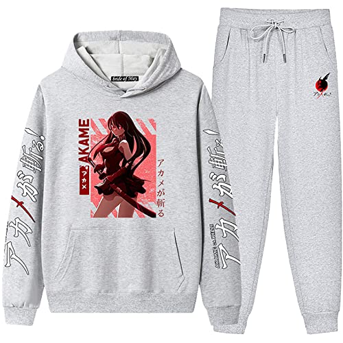 xhomeshop Akame ga Kill Sweatshirt Mit Kapuze Hose Sets Anime Gedruckt Pullover Jogginghose Anzüge Akame Cosplay Zweiteiliges Set für Unisex von xhomeshop