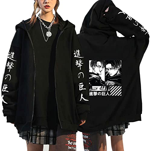 xhomeshop Anime Attack On Titan Hoodie Beast Titan Sweatshirts Eren Yeager Pullover Levi Ackerman Cosplay Attack On Titan Strickjacke mit Reißverschluss von xhomeshop