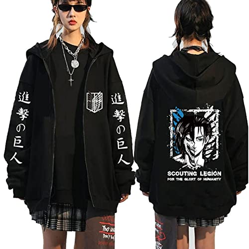 xhomeshop Anime Attack On Titan Hoodie Survey Corps Sweatshirts Eren Yeager Pullover Levi Ackerman Cosplay Attack On Titan Strickjacke mit Reißverschluss von xhomeshop