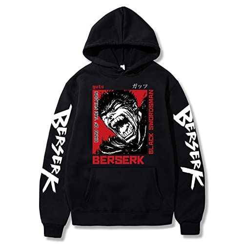 xhomeshop Anime Berserk Hoodies Guts Pullover mit Kapuze The Black Swordsman Guts Hoodies Guts Cosplay Sweatshirts Berserk Fans Kleidung von xhomeshop