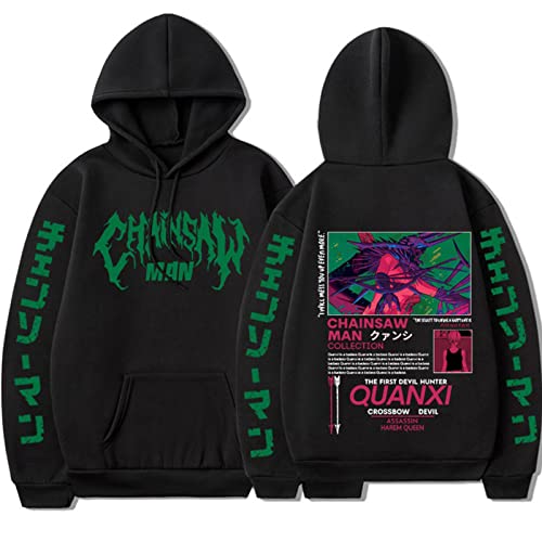 xhomeshop Anime Chainsaw Man Kapuzenpullis Kettensäge Quanxi Langarm Pullover Quanxi Sweatshirts Quanxi Fans Kleidung von xhomeshop