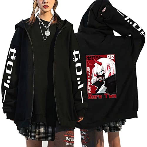 xhomeshop Anime Darling in The FranXX Hoodie Zero Two Sweatshirts Zero Two Pullover Zero Two 002 Cosplay Strickjacke mit Reißverschluss von xhomeshop