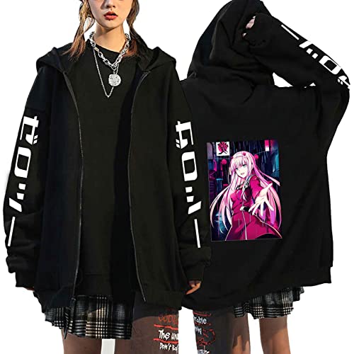 xhomeshop Anime Darling in The FranXX Hoodie Zero Two Sweatshirts Zero Two Pullover Zero Two 002 Cosplay Strickjacke mit Reißverschluss von xhomeshop