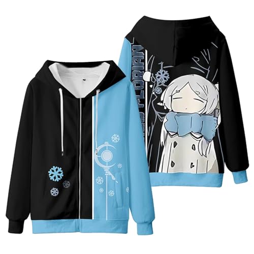 xhomeshop Anime Frieren: Beyond Journey's End Kapuzenpullover Sousou no Frieren 3D Grafik Druck Kurzarm T-Shirt Sweatshirt mit Reißverschluss Elastische Taille Hose Frieren Cosplay Kostüm von xhomeshop