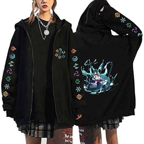 xhomeshop Anime Genshin Impact Hoodie Hutao Xiao Klee Diona Sucrose Sweatshirts Kamisato Ayato Pullover Arataki Itto Cosplay Sweatshirts Mit Reissverschluss von xhomeshop