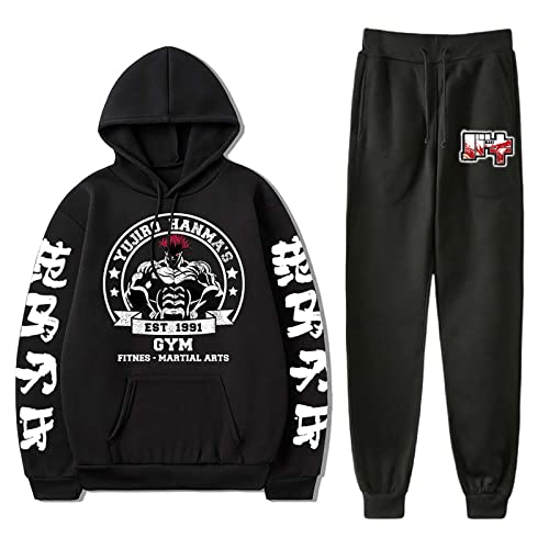 xhomeshop Anime Grappler Baki Hoodie Sportbekleidung Hanma Yujiro Sweatshirts Yujiro Pullover & Hose The Grappler Baki The Ogre Cosplay Trainingsanzüge 2PCS von xhomeshop