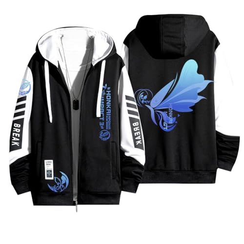 xhomeshop Anime Honkai Impact 3rd Seele Vollerei Full-Zip Hoodies Zip Up Sweatshirt Jacken Leichte Langarm Kapuzenmantel mit Reißverschluss von xhomeshop