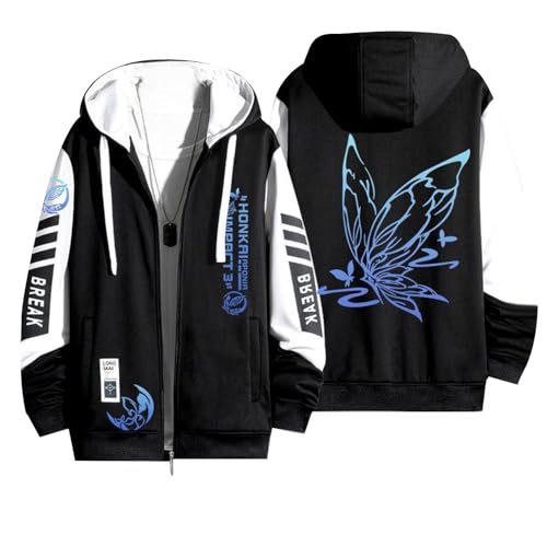 xhomeshop Anime Honkai Impact 3rd Seele Vollerei Full-Zip Hoodies Zip Up Sweatshirt Jacken Leichte Langarm Kapuzenmantel mit Reißverschluss von xhomeshop