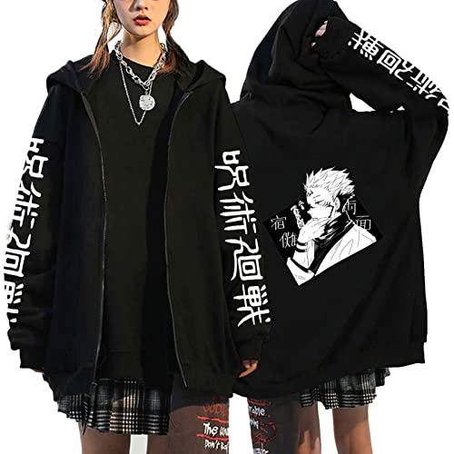 xhomeshop Anime Jujutsu Kaisen Hoodie Ryomen Sukuna Sweatshirts Sukuna Pullover König der Flüche Sukuna Cosplay Sukuna Strickjacke mit Reißverschluss von xhomeshop