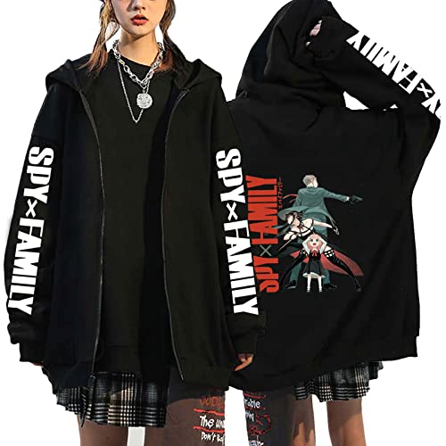 xhomeshop Anime Spy X Family Hoodie Anya Forger Sweatshirts Forger Family Pullover Yor Loid Cosplay Strickjacke mit Reißverschluss von xhomeshop