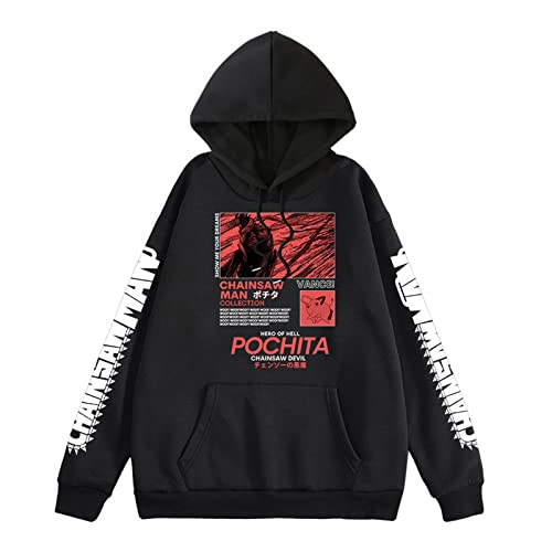 xhomeshop Chainsaw Man Hoodie Pullover Langarm Kapuzenpullover Chainsaw Man Pochita Hoodie Männer Frauen Harajuku Pullover von xhomeshop