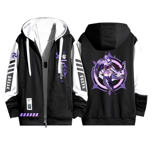 xhomeshop Genshin Impact Raiden Shogun Zip up Long Sleeve Hoodie Beelzebul Cosplay Kostüm Full Zip Up Hoodies Sweatshirt Jacke von xhomeshop