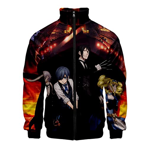 xhomeshop Harajuku Anime Black Butler Jacke mit Reißverschluss Ciel Langarm Strickjacke Scarlet Sebastian Sweatshirt von xhomeshop