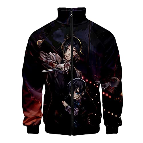 xhomeshop Harajuku Anime Black Butler Jacke mit Reißverschluss Ciel Langarm Strickjacke Scarlet Sebastian Sweatshirt von xhomeshop