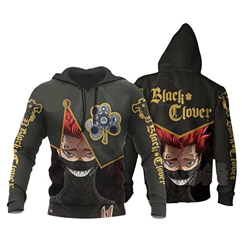 xhomeshop Harajuku Anime Black Clover Hoodie Ideale Zora Langarmpullover Black Bull Sweatshirt mit übergroßer Tasche von xhomeshop