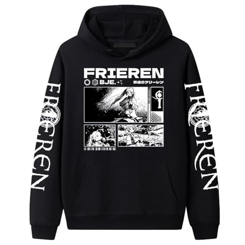 xhomeshop Harajuku Anime Frieren: Beyond Journey's End Hoodie Frieren Langarmpullover Sousou no Frieren Sweatshirt mit übergroßer Tasche von xhomeshop