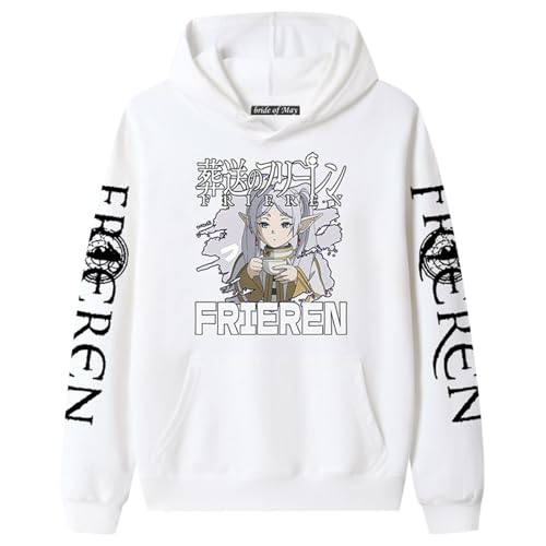 xhomeshop Harajuku Anime Frieren: Beyond Journey's End Hoodie Frieren Langarmpullover Sousou no Frieren Sweatshirt mit übergroßer Tasche von xhomeshop