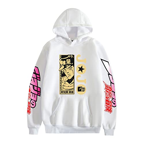 xhomeshop Harajuku Anime JoJo's Bizarre Adventure Hoodie Kujo Jotaro Langarmpullover Kira Yoshikage Sweatshirt mit übergroßer Tasche von xhomeshop