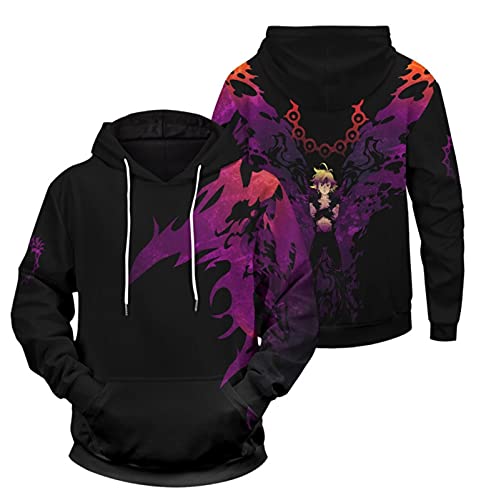 xhomeshop Harajuku Anime The Seven Deadly Sins Hoodie Meliodas Langarmpullover Dragon's Sin of Wrath Sweatshirt mit übergroßer Tasche von xhomeshop