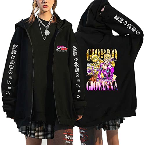 xhomeshop JoJo's Bizarre Adventure Cosplay Sweatshirt Kujo Jotaro Zip Hoodie Cardigan Sweatshirt Casual Langarm Jacke Outwear für Männer Frauen von xhomeshop