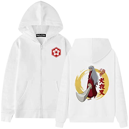 xhomeshop Unisex Inuyasha Kapuzenmantel Japanische Harajuku Lässige Schwarze Jacke Anime Charakter Print Sweatshirt mit Reißverschluss von xhomeshop