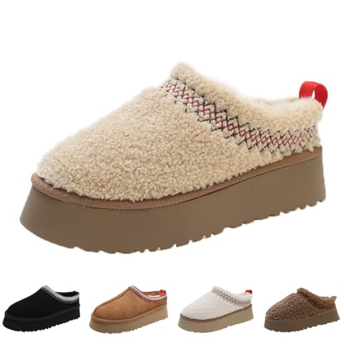 xhuoqdk Winter-Plüsch-Plattform-Stiefel, modisch, für Damen, mit Pelz, Fleece gefütterte flauschige Hausschuhe, bequem und warm, für drinnen und draußen, rutschfest, kurze Mini-Knöchelstiefel, 36 EU xhuoqdk Winter-Plüsch-Plattform-Stiefel, modisch, für Damen, mit Pelz, Fleece gefütterte flauschige Hausschuhe, bequem und warm, für drinnen und draußen, rutschfest, kurze Mini-Knöchelstiefel, 36 EU von xhuoqdk