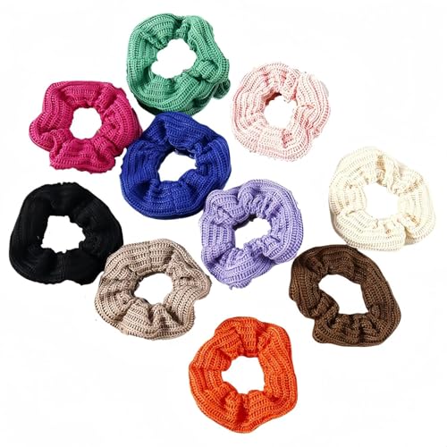 Haargummis, Satin-Haargummis, Seiden-Haargummis, Haarringe für Zöpfe, 10 Stück, Wolle, gestrickte Haarbänder für Damen, Haargummi-Zubehör Haargummis, Satin-Haargummis, Seiden-Haargummis, Haarringe für Zöpfe, 10 Stück, Wolle, gestrickte Haarbänder für Damen, Haargummi-Zubehör von xiAzyuSP