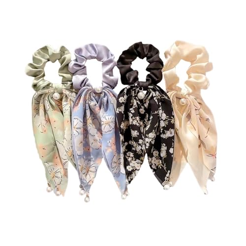 Haargummis, Satin-Haargummis, Seiden-Haargummis, Haarringe für Zöpfe, 4 Haarbänder für Damen, Perlenschleife, Haargummis, Luftschlangen, Haarschmuck, Schwarz Haargummis, Satin-Haargummis, Seiden-Haargummis, Haarringe für Zöpfe, 4 Haarbänder für Damen, Perlenschleife, Haargummis, Luftschlangen, Haarschmuck, Schwarz von xiAzyuSP
