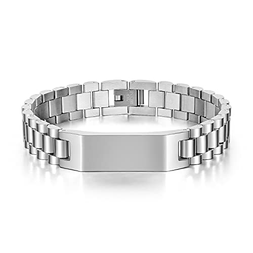 xiangyangyang Glatte Uhrenkette Aus Edelstahl Für Herren, Street-Hip-Hop-Armbandschmuck Aus Titanstahl,Silber xiangyangyang Glatte Uhrenkette Aus Edelstahl Für Herren, Street-Hip-Hop-Armbandschmuck Aus Titanstahl,Silber von xiangyangyang