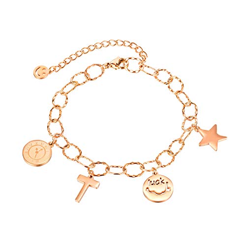 xiangyangyang Lächelndes Gesicht Titan Stahl Armband Damen Schmuck Uhr Kreuz Schmuck,Gold von xiangyangyang