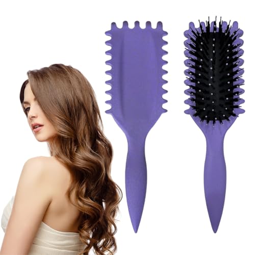 Lockige Haarbürste für Frauen und Männer - Wildschweinborsten und Nylon-Entwirrungsbürste mit umweltfreundlichem Gummikissen, lila Stylingbürste für nasses/trockenes Haar, reduziert Bruch und Ziehen Lockige Haarbürste für Frauen und Männer - Wildschweinborsten und Nylon-Entwirrungsbürste mit umweltfreundlichem Gummikissen, lila Stylingbürste für nasses/trockenes Haar, reduziert Bruch und Ziehen von xianxikaitech
