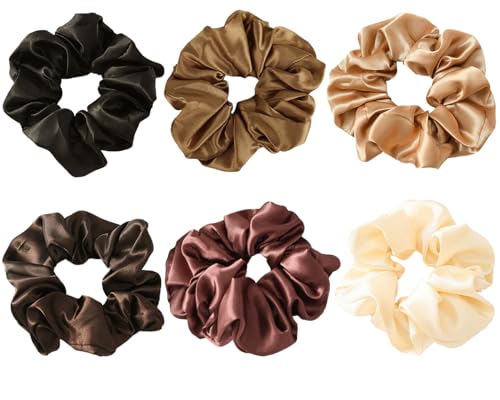 Satin-Haargummis für Damen, dicke Haarbänder, weiche Haargummis, krausfreie Haargummis, elastisches Haar-Accessoire, Haargummi zum Stylen, 6 Stück Satin-Haargummis für Damen, dicke Haarbänder, weiche Haargummis, krausfreie Haargummis, elastisches Haar-Accessoire, Haargummi zum Stylen, 6 Stück von xianxikaitech