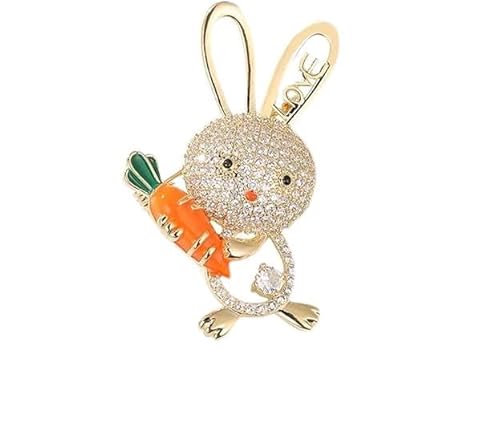 Brosche Pin für Frauen Mädchen Mode Strass Vintage Hasen Lapel Pin Kostüm Zubehör Party (D) von Xiao