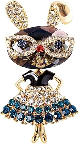 Brosche Pin für Frauen Mädchen Mode Strass Vintage Hasen Lapel Pin Kostüm Zubehör Party (blau) von Xiao