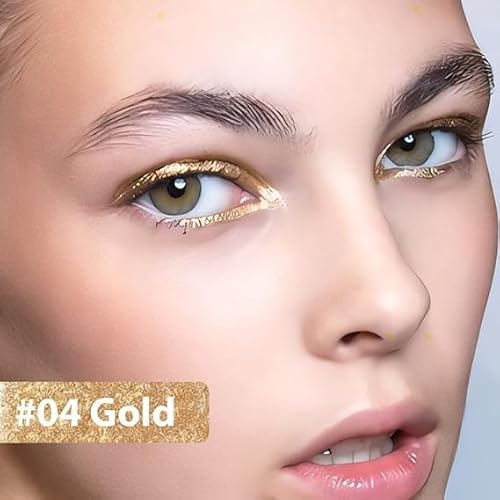 机翻 · 通用领域 Colorful Gel Glitter Eyeliner, Wasserdichte Perle Augenschartenstift Metallic Glitter Eye Liner Bleistift für Frauen, Eye Liners & Shadow Pencil Eye Make-up (04# Gold) von Xiao