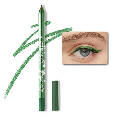 机翻 · 通用领域 Colorful Gel Glitter Eyeliner, Wasserdichte Perle Augenschartenstift Metallic Glitter Eye Liner Bleistift für Frauen, Eye Liners & Shadow Pencil Eye Make-up (08# Grün) von Xiao
