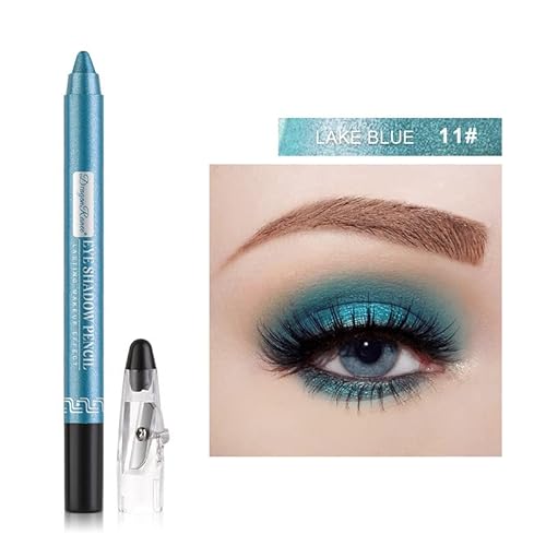 Crayon wasserdicht Eyeshadow Stick, Shimmer Cream Eyeshadow Bleistift, dauerhaft wasserdicht und nicht blühend Pearlescent Eyeliner (11# Perlensee Blau) von xiao