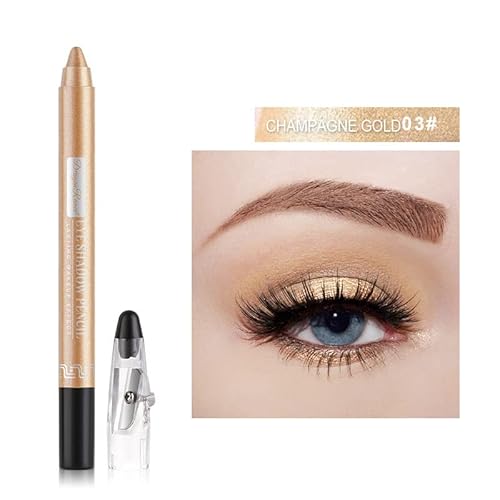 Crayon wasserdicht Eyeshadow Stick, Shimmer Cream Eyeshadow Bleistift, dauerhaft wasserdicht und nicht blühend Pearlescent Eyeliner (3# Perlenschöne Mandeln) von xiao
