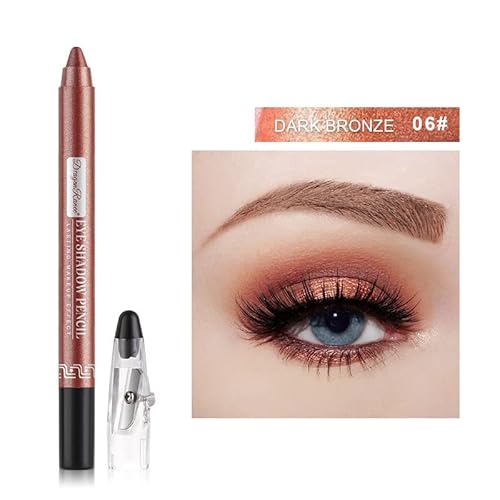 Crayon wasserdicht Eyeshadow Stick, Shimmer Cream Eyeshadow Bleistift, dauerhaft wasserdicht und nicht blühend Pearlescent Eyeliner (6# Perlenszentes antikes Kupfer) von xiao