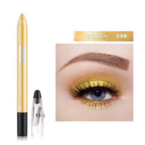 Crayon wasserdicht Eyeshadow Stick, Shimmer Cream Eyeshadow Bleistift, dauerhaft wasserdicht und nicht blühend Pearlescent Eyeliner (9# Gold) von xiao