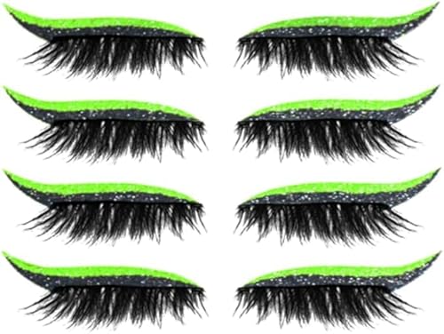 Eyeliner Aufkleber, Eyeliner Aufkleber mit Wimpern 4 Paare Wimpern Aufkleber Wiederverwendbare Augenlid und Wimpern Aufkleber Make-up (Clear Green) von Xiao