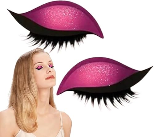 Eyeliner Aufkleber, Eyeliner Aufkleber mit Wimpern 6 Paar Wimpern Aufkleber wiederverwendbares Augenlid und Wimpern Aufkleber Make-up (Rosa) von Xiao